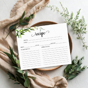 Greenery Bridal Shower Recipe Cards