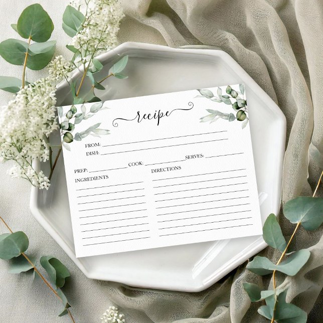 Greenery Bridal Shower Recipe Cards (Creator Uploaded)