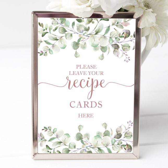 Greenery Bridal Shower Recipe Cards Sign (Creator Uploaded)