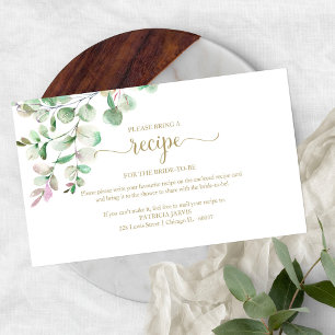 Greenery Bridal Shower Recipe Request Enclosure C Card