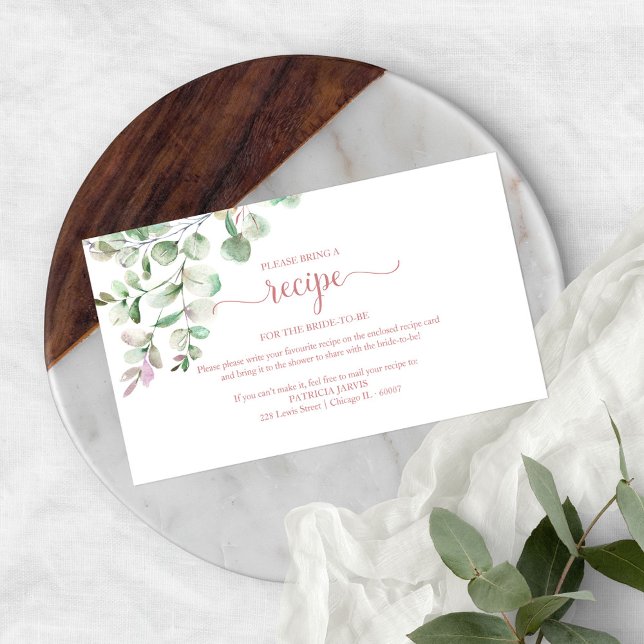 Greenery Bridal Shower Recipe Request  Enclosure C Card (Creator Uploaded)