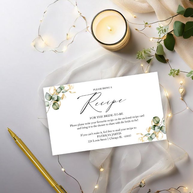 Greenery Bridal Shower Recipe Request Enclosure Card (Creator Uploaded)