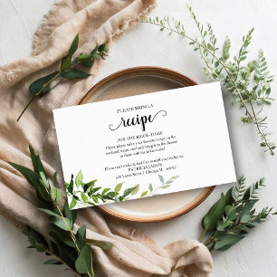 Greenery Bridal Shower Recipe Request Enclosure Card