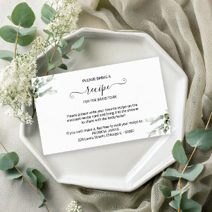 Greenery Bridal Shower Recipe Request Enclosure Card