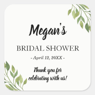 Greenery Bridal shower sticker   favour thank you