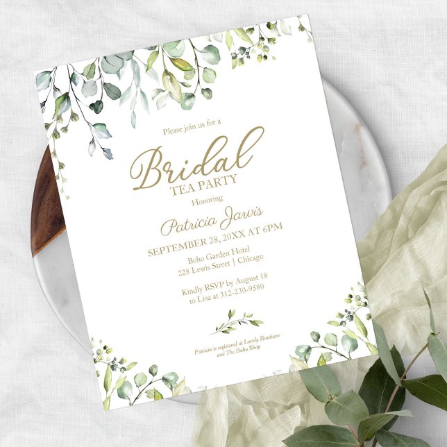 Greenery Bridal Tea Party Budget Invitations (Creator Uploaded)