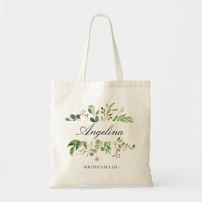 Greenery Bridesmaid Personalised-10 Tote Bag (Front)