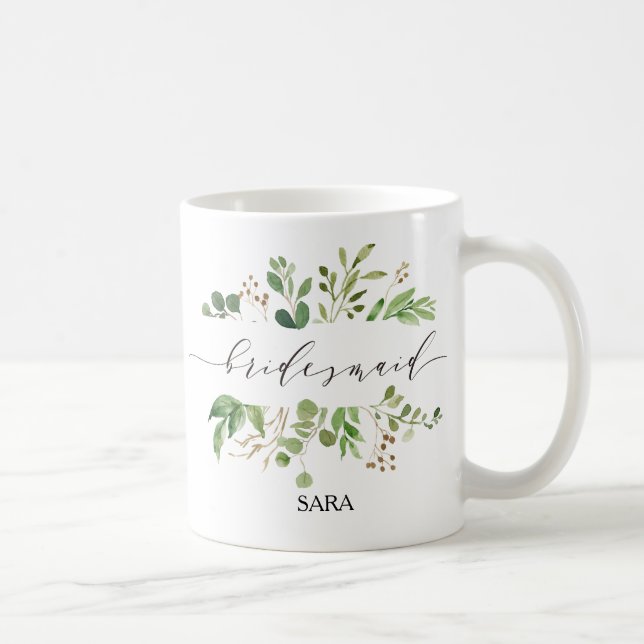 Greenery Bridesmaid Personalised-11 Coffee Mug (Right)