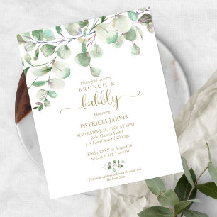 Greenery Brunch And Bubble Budget Invitations