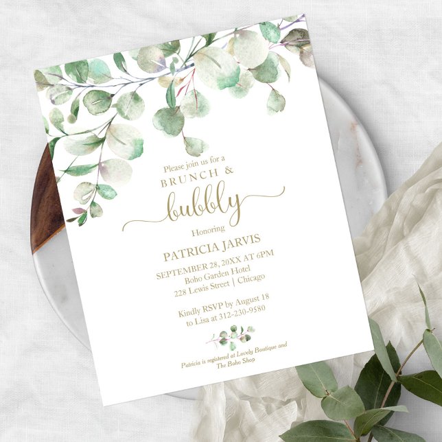 Greenery Brunch And Bubble Budget Invitations (Creator Uploaded)