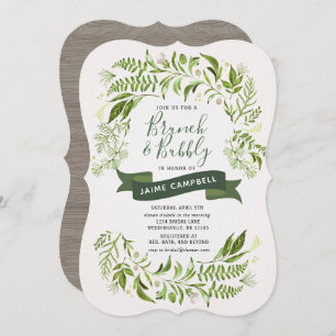 Greenery Brunch & Bubbly Bridal Shower Invitation