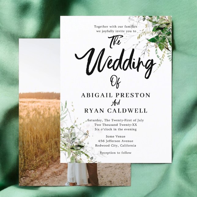 Greenery Brush Calligraphy Wedding Postcard (Creator Uploaded)