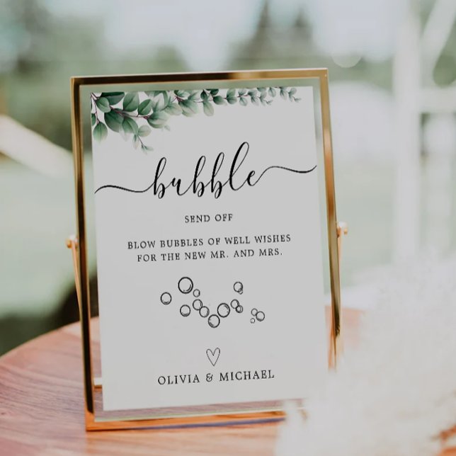 Greenery Bubble Send Off Sign, Wedding Sign, Pedestal Sign (Greenery Bubble Send Off Sign, Wedding Sign, Pedestal Sign)