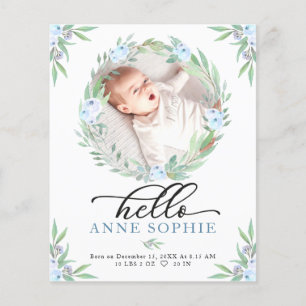 Greenery Budget Birth Announcement Thank You Card