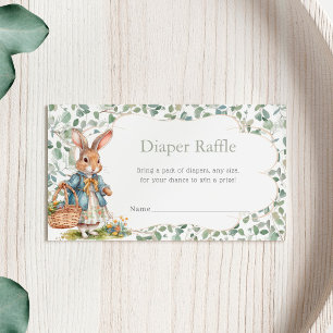 Greenery Bunny Girl Baby Shower Diaper Raffle Enclosure Card