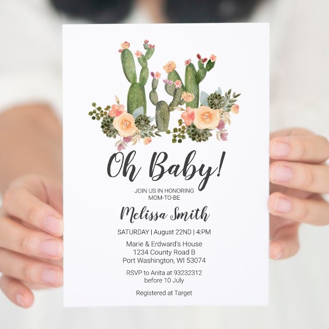 Greenery Cactus boy baby shower invitation (Creator Uploaded)