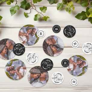 Greenery Calligraphy 40th Wedding Anniversary Confetti