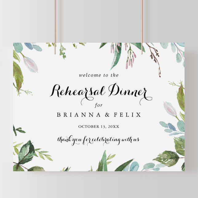 Greenery Calligraphy Rehearsal Dinner Welcome Sign (Creator Uploaded)