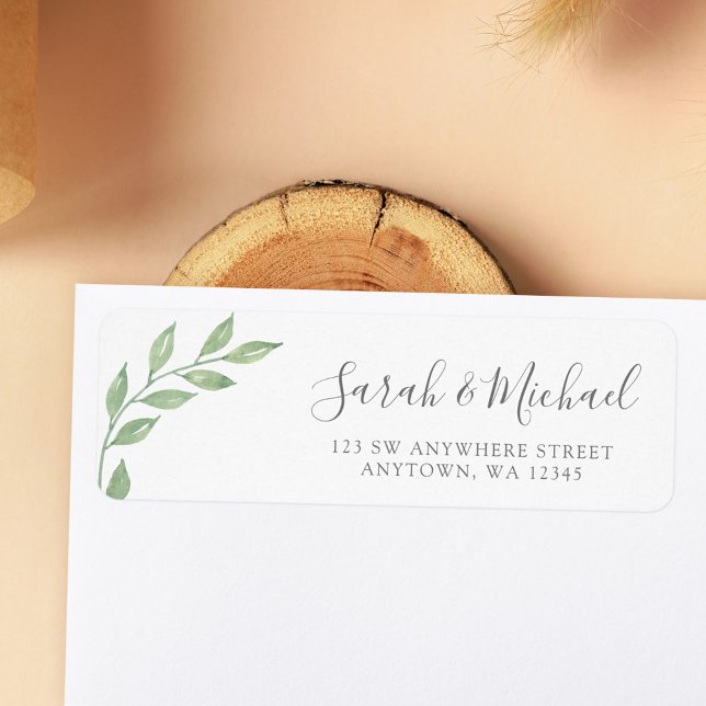 Greenery Calligraphy Return Address Return Address Label (Creator Uploaded)