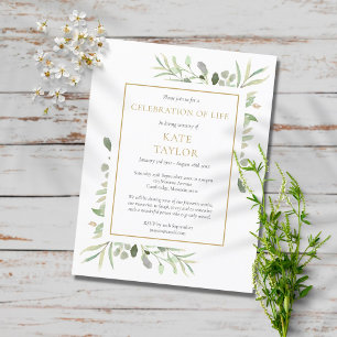 Greenery Celebration of Life Funeral Invitation