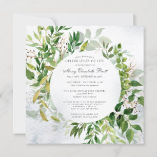 Greenery Celebration of Life Funeral Invitation