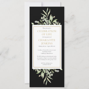 Greenery Celebration of Life Funeral Service  Invi Invitation