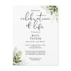 Greenery Celebration of Life Memorial Invitation