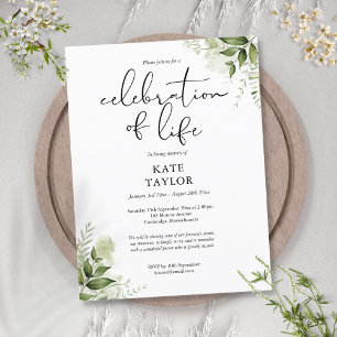 Greenery Celebration of Life Memorial Invitation