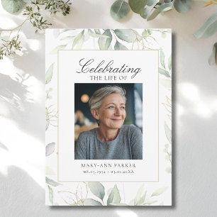 Greenery "Celebration of Life" Photo Funeral Invitation
