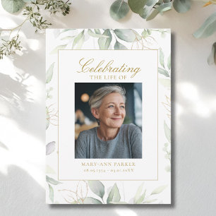 Greenery "Celebration of Life" Photo Funeral Invitation