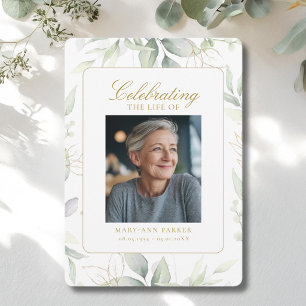 Greenery "Celebration of Life" Photo Funeral Invitation