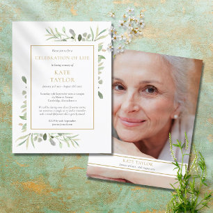 Greenery Celebration of Life Photo Invitation