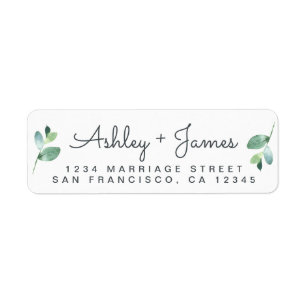 Greenery Chic Script Names Return Address Label