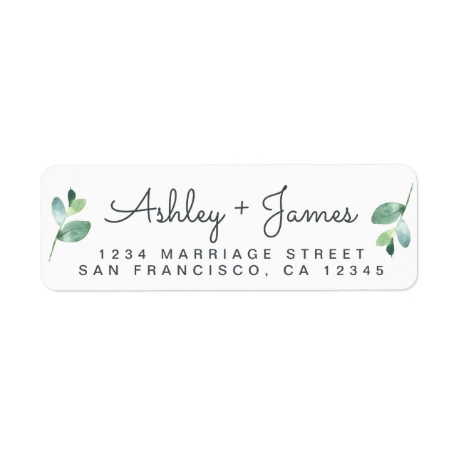 Greenery Chic Script Names Return Address Label (Front)