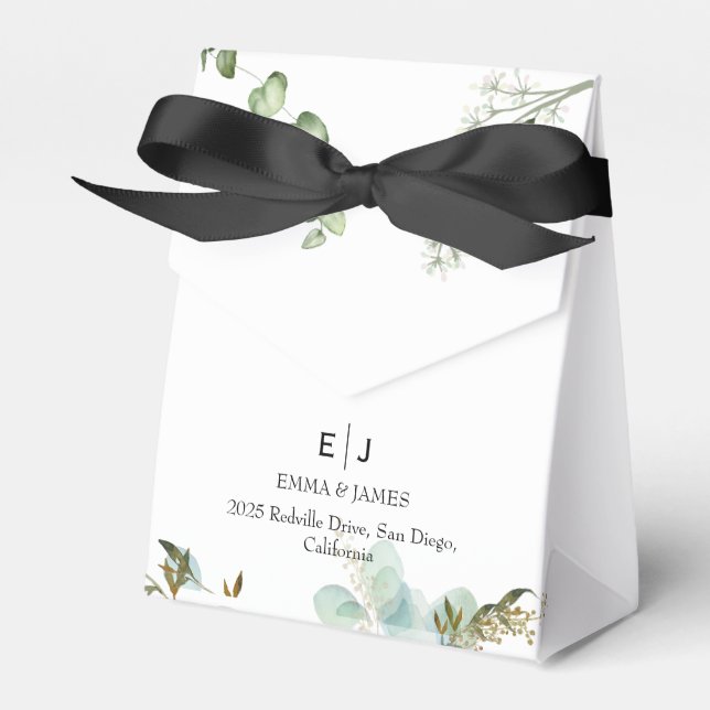 Greenery Chic Wedding Favour Boxes (Front Side)