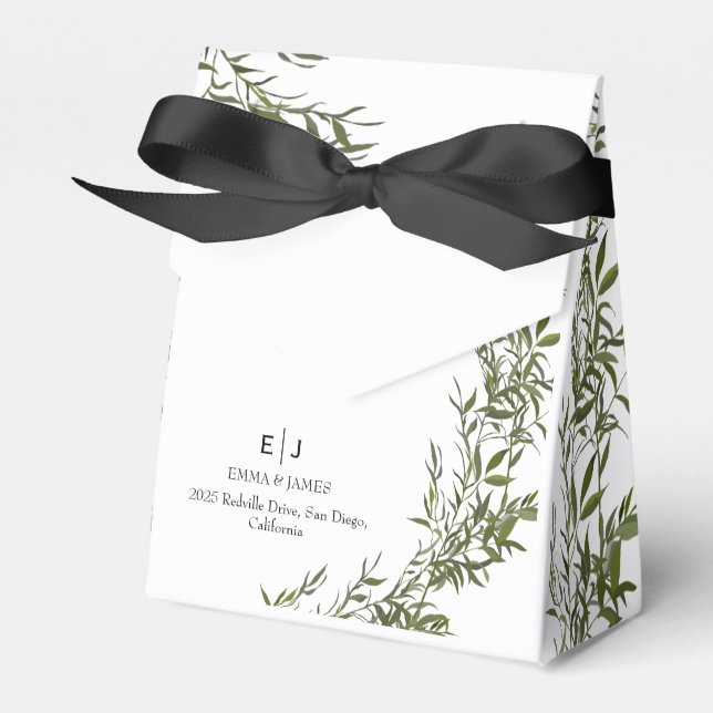 Greenery Chic Wedding Favour Boxes (Front Side)