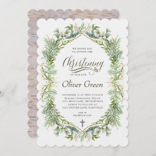 Greenery Christening Invitation
