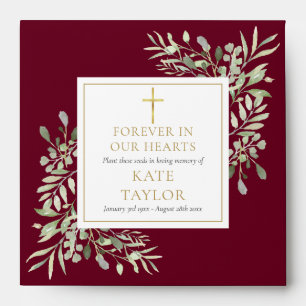 Greenery Christian Funeral Memorial Seed Packet Envelope
