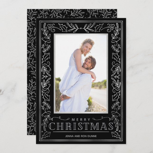 Greenery Christmas Photo Holiday Card (Front/Back)