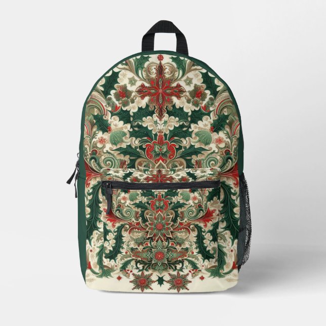 greenery Christmas/winter Printed Backpack (Front)
