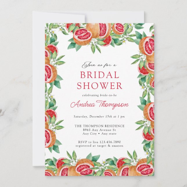 Greenery Citrus  | Bridal Shower Invitations (Front)