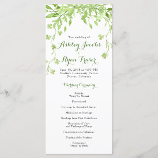 Greenery Clover Floral Wedding Program