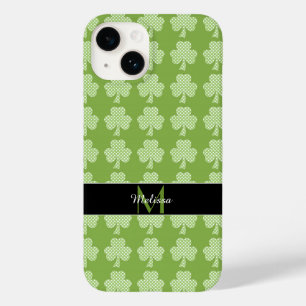 Greenery Clover Polka dots Patrick's Day Monogram Case-Mate iPhone 14 Case