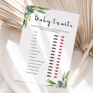 Greenery Coed Baby Shower Game Baby Traits