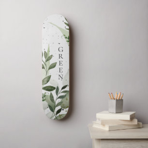 Greenery, Concrete, Your Text, Green Grey Skateboard