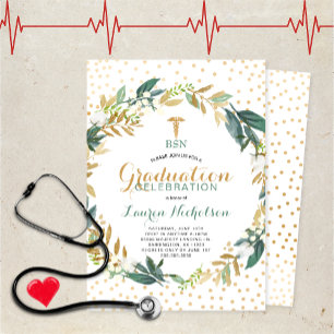 Greenery Confetti Nursing School Graduation Party Invitation