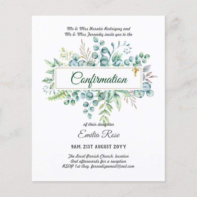 Greenery CONFIRMATION Invite Modern Double Sided Flyer (Front)