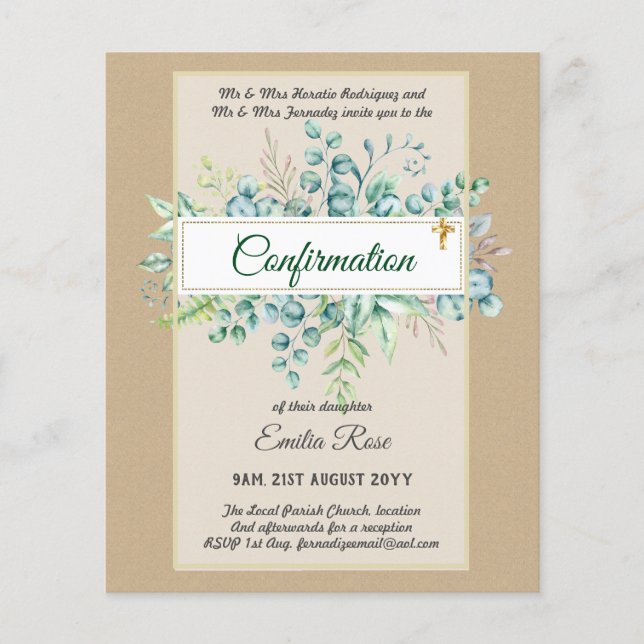Greenery CONFIRMATION Invite Modern Double Sided Flyer (Front)