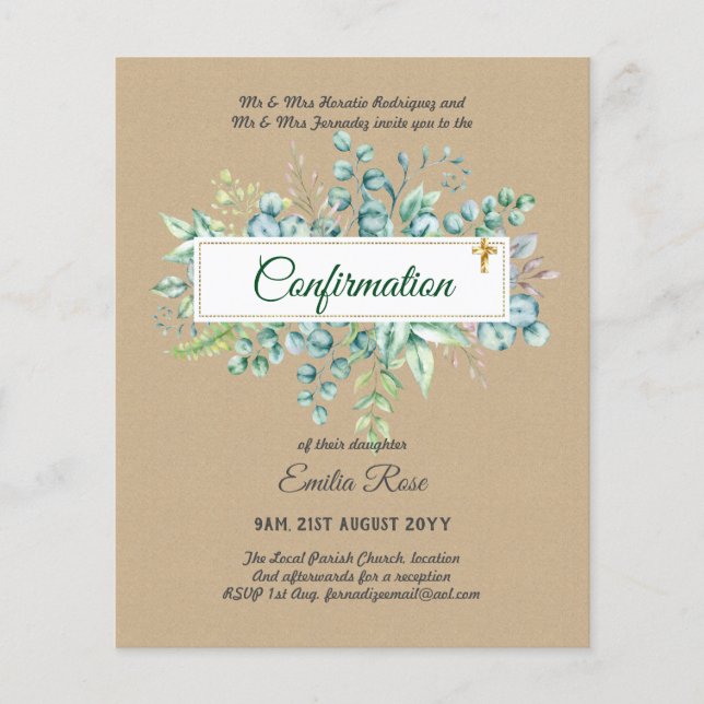 Greenery CONFIRMATION Invite Modern Double Sided Flyer (Front)