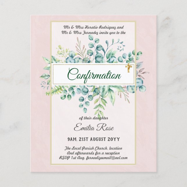 Greenery CONFIRMATION Invite Modern Double Sided Flyer (Front)